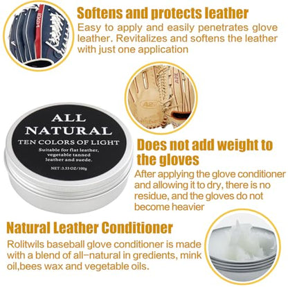 Baseball Glove Break-in kit for Men & Adult, One-Piece Structure Baseball Glove Mallet, Baseball Mitts Wooden Shaping Hammer, Softball Glove Wrap Band, Plastic Practice Ball & Glove Locks - style: Break-in kit with Conditioner