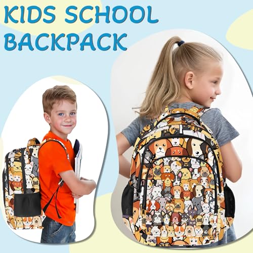 Dog Theme Backpack for Kids,School Bookbag Large Capacity Adjustable Bookbag Durable Lighting Multi Pockets School Bag Daypack Travel (Dog) - color: Dog