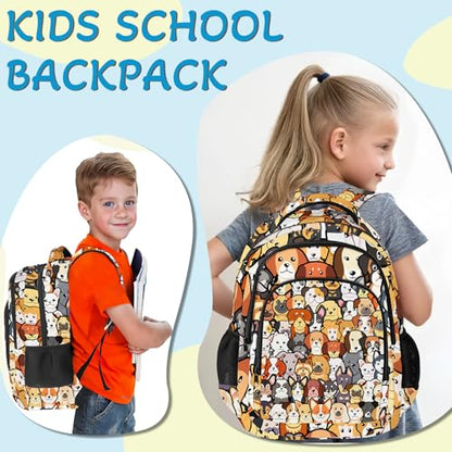 Dog Theme Backpack for Kids,School Bookbag Large Capacity Adjustable Bookbag Durable Lighting Multi Pockets School Bag Daypack Travel (Dog) - color: Dog
