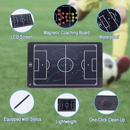 Magnetic Electronic Soccer Coaching Board, 16 inch LCD Soccer Coaching Board,LCD Soccer Strategy Board with Stylus Pen,Soccer Board Tactic Board, Training Equipment