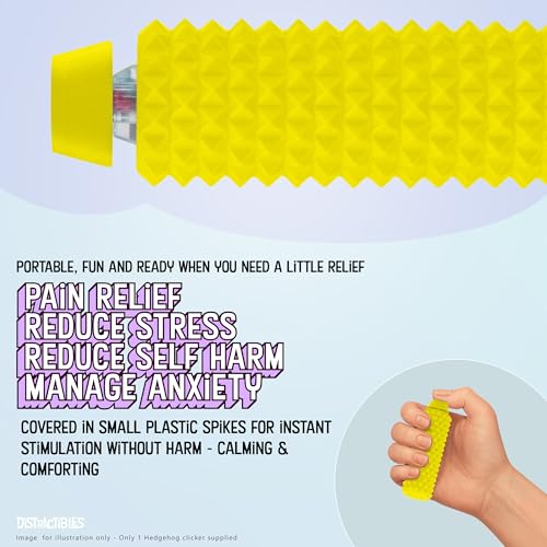 Distractibles Spike Roller Clicker, Tactile Pain Stim Fidget with Clicker Switch, Pain Stimulation Roller with Lanyard (Yellow) - color: Yellow