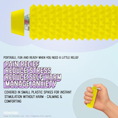 Distractibles Spike Roller Clicker, Tactile Pain Stim Fidget with Clicker Switch, Pain Stimulation Roller with Lanyard (Yellow) - color: Yellow