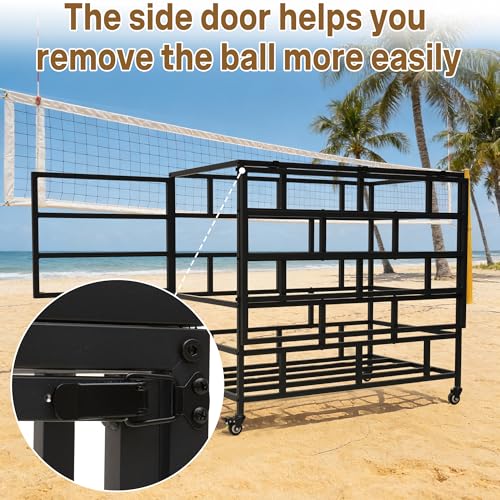 Ball Storage Cart, Lockable Rolling Basketball Storage Bin & Organizer with Wheels, Secure Sports Exercise Ball Cart Holder for Gym, School, Club, Indoor Outdoor Use