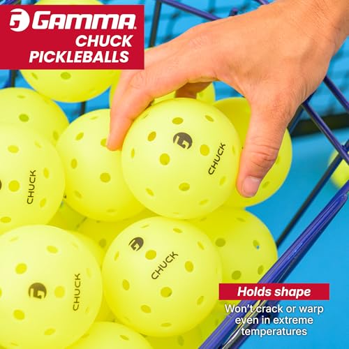 GAMMA Chuck Outdoor Pickleballs, Symmetrical 38-Hole Design, USAPA Approved for Tournament Play, Durable, All-Weather Endurance, Consistent Flight, Enhanced Speed, Competitive & Practice - style: 48 Pack