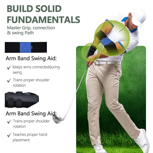 3 Piece Golf Grip Trainer Set, Golf Training Aid with Swing Correction Arm Strap & Wristband, Grip Training Rods to Perfect Hand Position for Consistent Swings - size: 2 Packs Trainer Kit