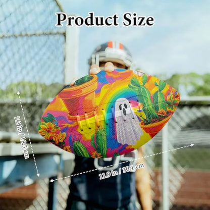 American Football, Official Size 11.9 x 7.3 Inch, Premium Composite Leather High-Grip Ball with Pro-Style Lacing, Unique Prints for Training, Games & Gifts - color: Ghost Cactus
