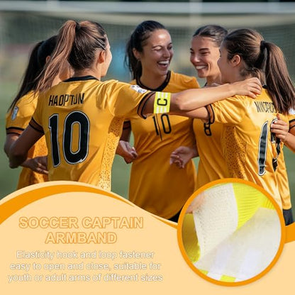 MECCANIXITY Soccer Captain Armband, Nylon Captain Arm Band for Soccer Elastic Captain C Arm Band Sports Captain Armbands for Football Team Training Youth & Adult - color: Yellow