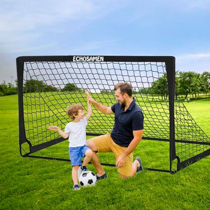 Kids Soccer Goals for Backyard, 2 of 6 x 4 ft Kids Soccer Goal Set Soccer Net with 10 Soccer Cones, Agility Ladder & Carry Bag, Portable Soccer Training Equipment. - color: Black