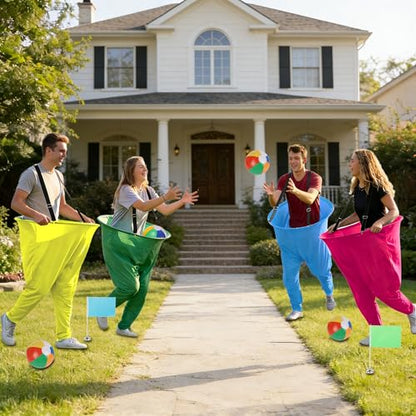 yofit 24Pcs Granny Pants Yard Game Funny Field Day Outdoor Games for Adults Kids and Family Gaint Pant Set for Brithday Party Tossing Games Activities for Groups