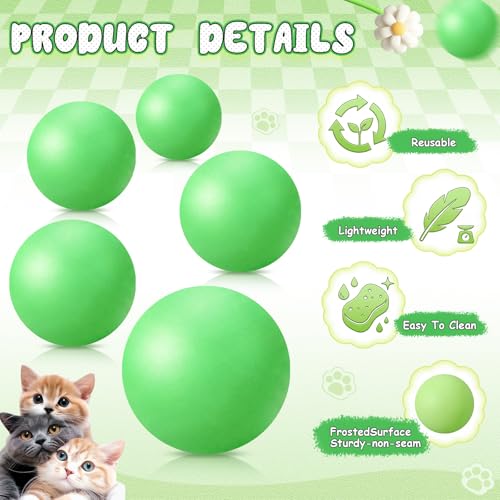 Hoteam 12 Pcs Cat Table Tennis Balls, 1.57 Inch Cat Ball Toys for Indoor Cats, High Bounce Table Tennis Balls, Interactive Bouncy Ball Toy for Kitten Cats Pets Playing Exercising Trainning(Green) - color: Green