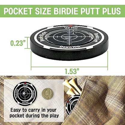 Birdie Putt Green Reader | Poker Chip Style Ball Marker Compact & Stylish Golf Putting & Green Reading Aid Bubble Level High Precision Alignment Reader Tool Golf - color: Black & Black