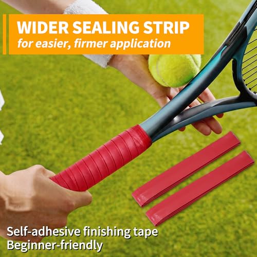 2 Pcs Tennis Racket Grip Tape, Dry Tennis Overgrip Tape, Anti-Slip Absorbent Grip, Racket Overgrip Tape - color: Red, size: Textured-43.3"x1"x0.03"