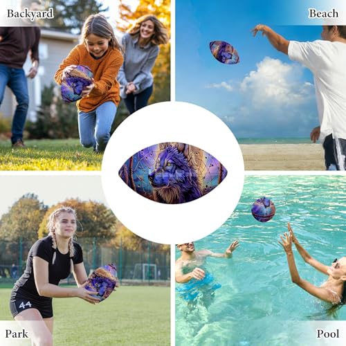 American Football, Official Size 11.9 x 7.3 Inch, Premium Composite Leather High-Grip Ball with Pro-Style Lacing, Unique Prints for Training, Games & Gifts - color: Dream Wolf