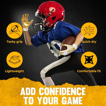 HANDLANDY Youth Football Gloves, Kids Sticky Receiver Gloves,Super Grip Football Glove Best Gift for Boys,Girls - color: Gold, size: X-Small-Youth