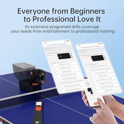PONGBOT Table Tennis Robot with Net, Ping Pong Machine, Remote/App Control, 264 Pre-Saved Drills, Custom Drills