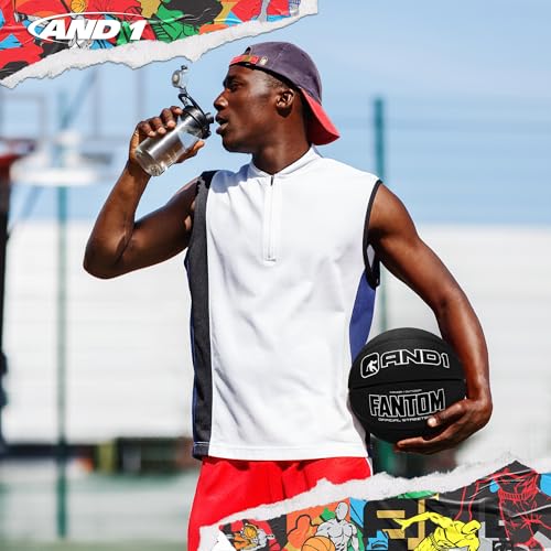 AND1 Fantom Rubber Basketball: Official Regulation Streetball - Deep Channel Construction, Made for Indoor Outdoor - color: Black, style: Basketball