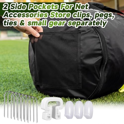 Soccer Net Carry Bag, Holds 2 Full Size Soccer Goal Nets, Storage and Transport Bags with Pockets and Shoulder Carry Straps for Travel 32 x 18 Inch Sports Equipment Accessories