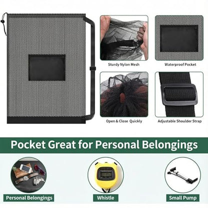 Extra Large Soccer Ball Bag，40x30 Inch Extra Large Mesh Equipment Sack for Coaches, Storage Bag for Basketball, Volleyball, Gym Equipment, Swimming Gear - color: Black+Black (With Pocket)