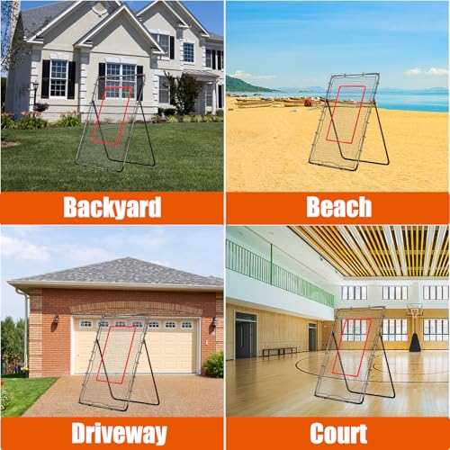 Adjustable Volleyball Rebounder Net 4x7ft, Bounce Back Practice Equipment for Practicing Volleying, Bumping, Spiking-with Volleyball&Bag