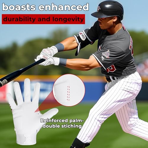 AIGEVTURE Baseball Bating Gloves Adult Youth Baseball Softball Batting Gloves Adult Kids Boys Girls - color: Black-leather, size: Adult X-Large