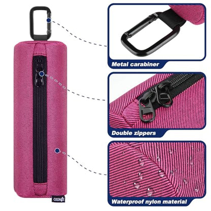 Cosmos Pickleball Ball Holder, Portable Carrying Storage Bag with Hook, Travel Accessory Pouch Holds 3 Pickleball Balls - color: Hot Pink