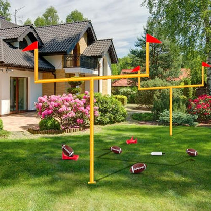 Jenaai 2 Pcs Football Field Goal Post Set with 4 Inflatable Balls, 2 Kicking Tee, Pump Easy Assembly Sport Foot Accessories 8 x 6 ft Adjustable Ball Goal Post for Backyard Game