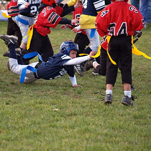 Flag Football Belts, Flag Football Set for Adults Kids and Youth, Flag Football Flags for Players Training Competition - color: Yellow and Blue,30 Flags,10 Players