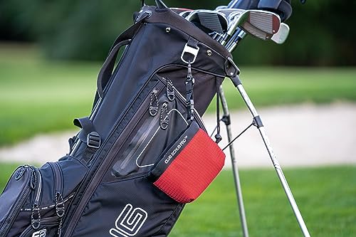 Club Scrub Golf Club and Golf Ball Cleaning Bag, Waterproof Clean Face Technology Liner, Detachable Clip, Machine Washable, Cleans Club Grooves, Dry Exterior (Neoprene or Microfiber Option Available) - color: Red, style: Microfiber Pro