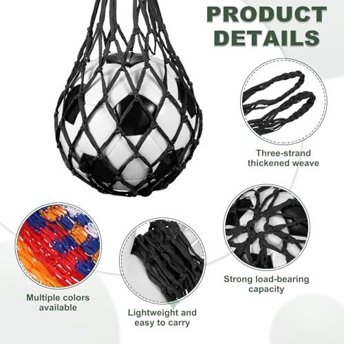 uxcell Basketball Net Bags, Nylon Soccer Ball Holder Portable Multifunctional Single Ball Mesh Net Bag for Storage Basketball Soccer Rugby Balls - color: Black