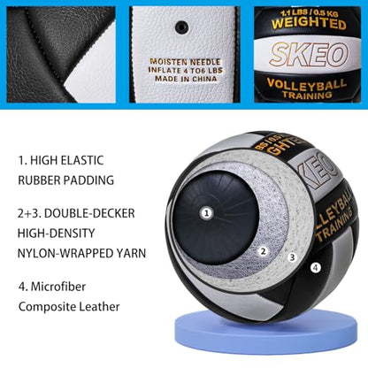 SKEO Training Volleyball Weighted 1.1 LBS Heavy Ball Official Size 5, for Outdoor Indoor, Softy Composite Leather Delivers Authentic Feel Natural Bounce (Deflated)