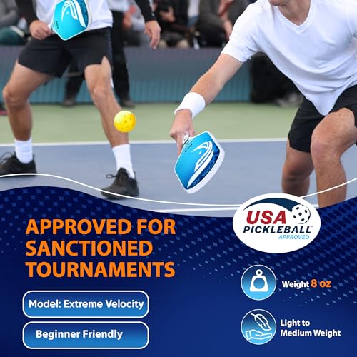 Pickleball Paddle Set of 2 – USAPA Approved Lightweight Graphite Pickleball Rackets with 16mm Honeycomb Core & MaxGrit Spin Surface for Superior Spin & Control – Includes Bag, Balls & Grips