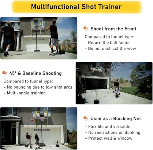 Basketball Rebounder Shot Returner Return Attachment for Hoop with Net Rotatable Automatic Shooting Device for Goal Gym School for Sho
