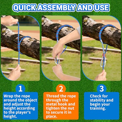 Portable Baseball Swing Trainer Suitable for Baseball and Softball Training, Supports Solo Batting Practice, Features Easy Setup, and Enables Fast, Efficient Training Sessions
