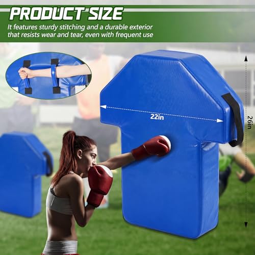 Tinideya 22" x 26" Football Tackle Dummy with Heavy-Duty Handles Football Blocking Pads Durable Sports Training Blocking Shield for Basketball MMA Kick Shield Kickboxing - color: Blue