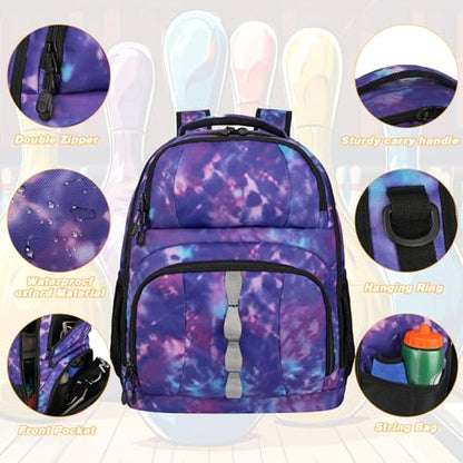 Goloni 2 Ball Bowling Backpack,Bowling Ball Bag with Shoe Compartment & Portective Foam Padded, Fits Shoes Up to US Size 16