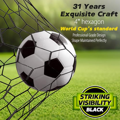 Professional Soccer Goal Replacement Net 24x8FT, 18.5x6.5FT, Upgraded Durability [4mm Nylon, 4" Hexagonal], Enhanced All-Weather, Higher Tensile Strength & More Abrasion Resistant (Net Only) - color: Black, size: Regular 24' W x 8' H x 3' D x 8' B