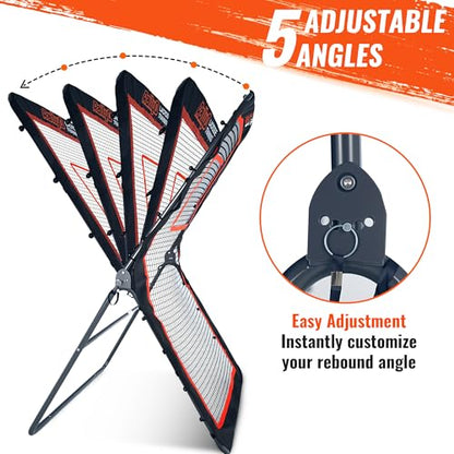 Lacrosse Rebounder for Backyard Heavy-Duty Volleyball Rebounder Net with Color Box, Adjustable 5 Rebound Angles for Lacrosse, Volleyball, Baseball, Soccer Practice - style: 4×6ft Premium Rebounder