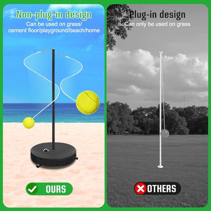 [2026 Upgrade] Tetherball Tennis&Tetherball Set,Heavy Duty Tetherball Equipment with 95" Adjustable Height Pole,2 Tennis Balls,2 Rackets,1 Tetherball with Rope,for Backyard,Beach or Home
