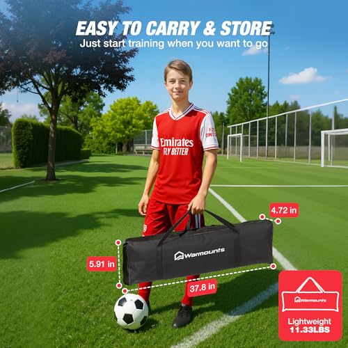 WARMOUNTS 2-in-1 Soccer Rebounder Net, 6x4.7ft Dual-Sided Soccer Trainer for Shooting & Passing Practice, Portable Soccer Kickback Net with Metal Stakes & Carry Bag for Kids/Adults