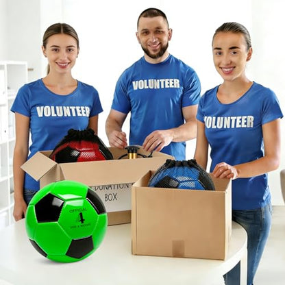 6 Pack Soccer Balls Size 5/4/3 Deflated Includes Soccer Ball with Pump and Net Bag, Pelota De Futbol Training Practice Sphere Competition for Indoor Outdoor