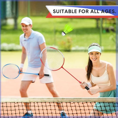 12 Pack Badminton Rackets Set Including Badminton Racquets, Nylon Shuttlecocks and Carry Bag for Outdoor Backyard Games Beginners - color: Blue White, Red White