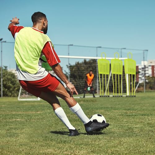 Free Kick Mannequin Soccer, 3 Pcs 68.9 inch Soccer Training Equipment Wall, Durable PVC Soccer Defender Dummy with Carry Bag - color: Fluorescent Green