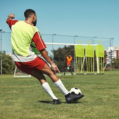 Free Kick Mannequin Soccer, 3 Pcs 68.9 inch Soccer Training Equipment Wall, Durable PVC Soccer Defender Dummy with Carry Bag - color: Fluorescent Green