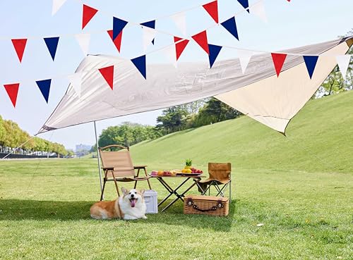 100 Feet Red Dark Blue & White Pennant Banner Flags String Hanging Red Dark Blue & White DIY Triangle Bunting Flags,Party Decorations for Grand Opening,Party Events,60 Pcs