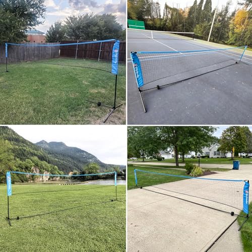 All-in-one Portable Badminton & Pickleball Net Set for Backyard Beach Driveway with Height Adjustable Poles, Durable Net, 2 Aluminum Badminton Rackets + 2 Pickleball Paddles - size: 10 ft