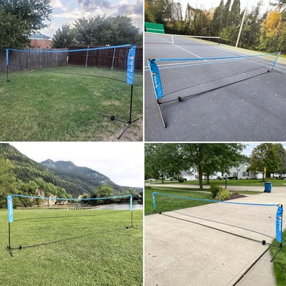 All-in-one Portable Badminton & Pickleball Net Set for Backyard Beach Driveway with Height Adjustable Poles, Durable Net, 2 Aluminum Badminton Rackets + 2 Pickleball Paddles - size: 10 ft