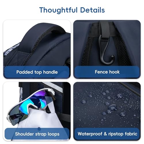 KAVIGOR Baseball Bag for Youth | Softball Backpack 50L Large Capacity with Shoe Compartment and 4 Bat Holders | Nova Flare Series - color: Black