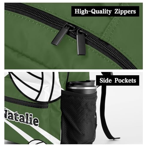 Volleyball Player Number Team Name Green Personalized School Backpack for Teen Kid-Boy/Girl Primary Daypack Travel Bookbag - color: Option 36