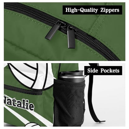 Volleyball Player Number Team Name Green Personalized School Backpack for Teen Kid-Boy/Girl Primary Daypack Travel Bookbag - color: Option 36