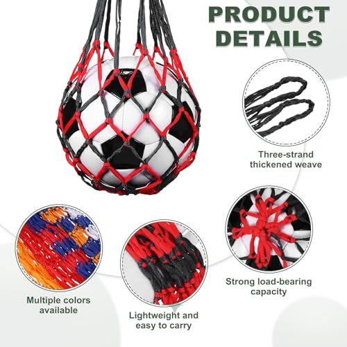 uxcell Basketball Net Bags, Nylon Soccer Ball Holder Portable Multifunctional Single Ball Mesh Net Bag for Storage Basketball Soccer Rugby Balls - color: Red/Black